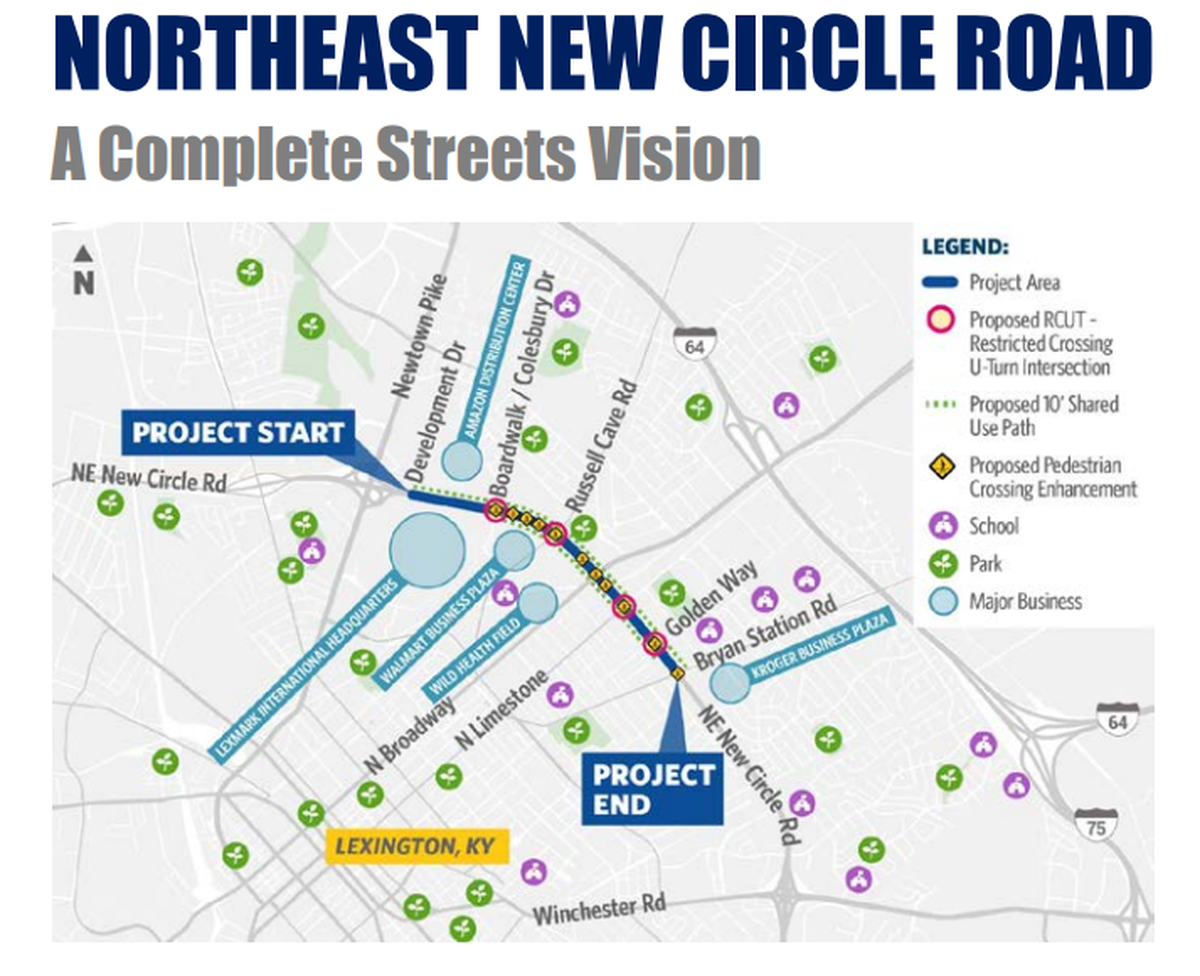 Federal transportation officials announced the city will receive $21.7 million on safety improvements on New Circle Road from Boardwalk to Bryan Station Road.