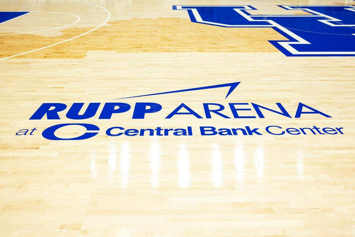 The new Rupp Arena logos for the basketball court that will make its debut Saturday.