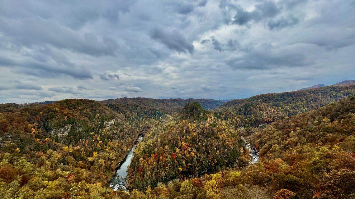 Fall foliage featured in late October at Breaks Interstate Park.