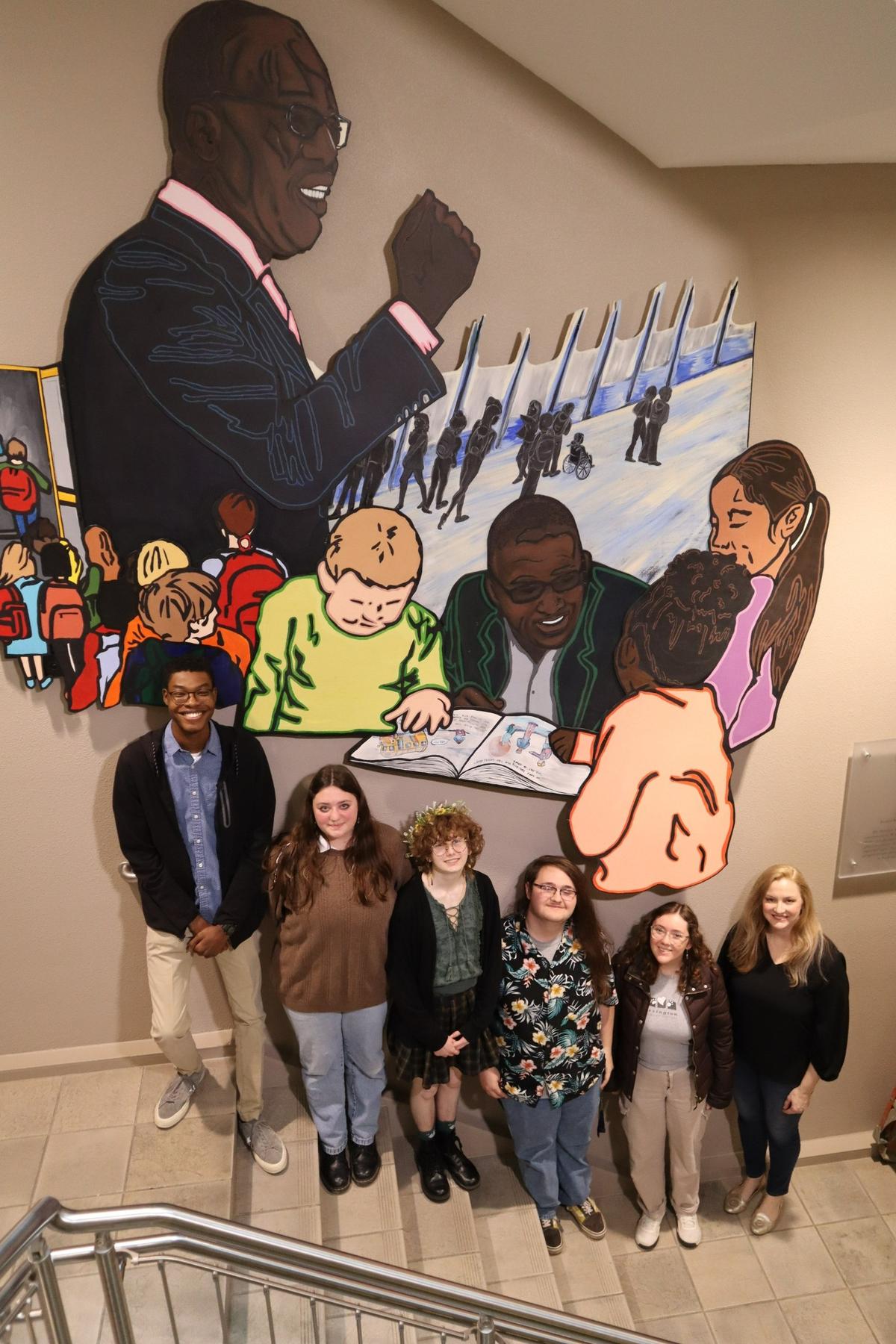 Students created a mural of late Fayette County Public Schools Superintendent Manny Caulk, which is installed in the Central Office.