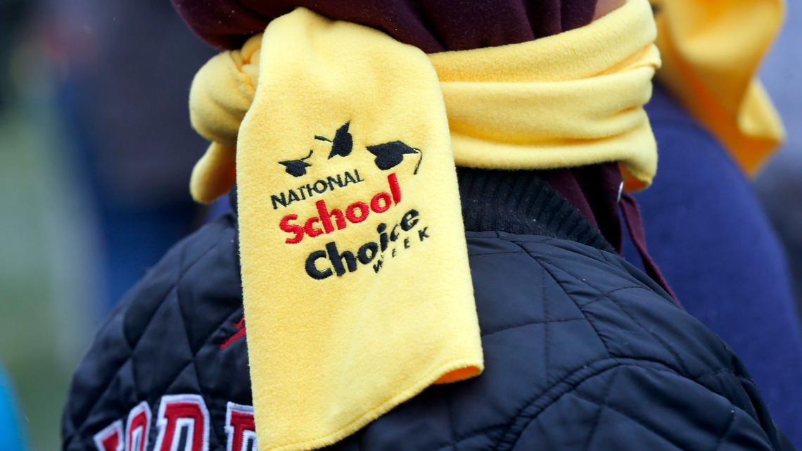 Yellow scarves were given to all the participants as a few hundred students, parents, teachers, school administrators, and supporters gathered in 2019 at the State Capitol in Frankfort to celebrate school choice and National School Choice Week.