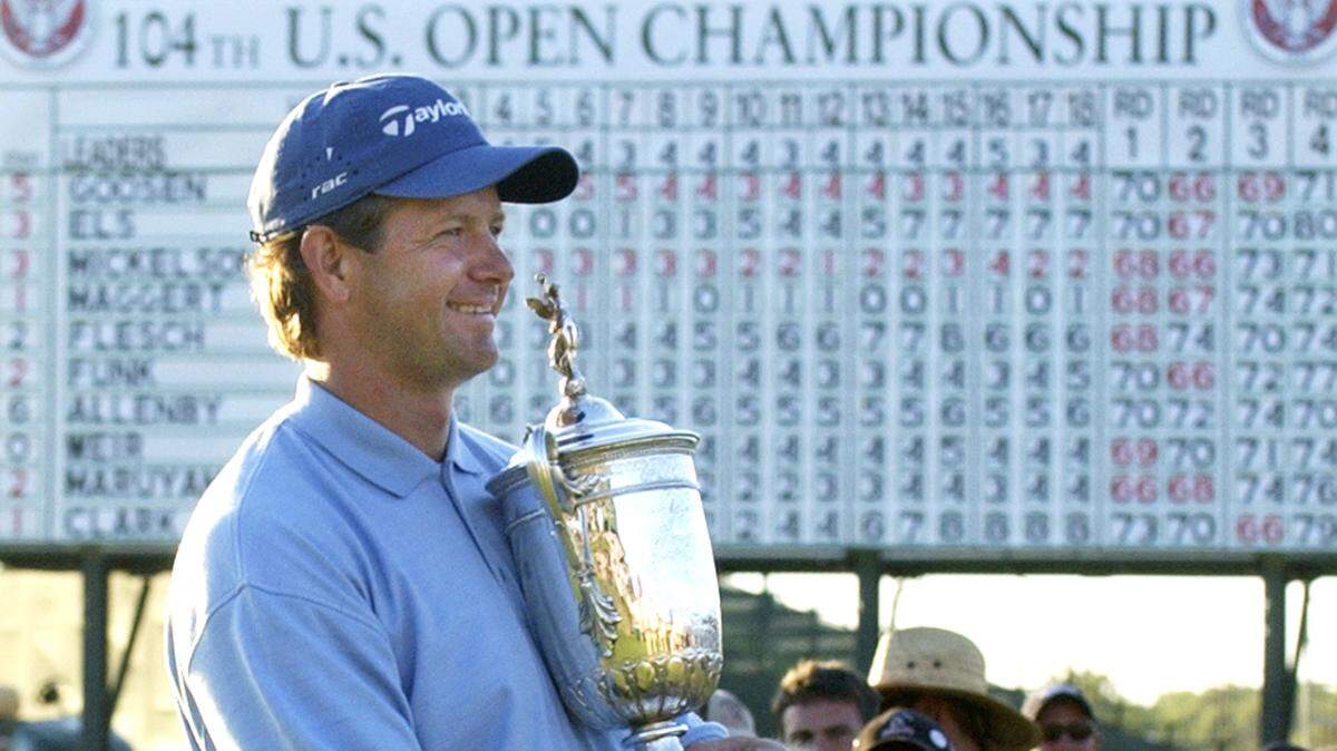 Retief Goosen of South Africa posed with his trophy after winning the U.S. Open in 2004. Goosen will compete in the PGA Barbasol Championship in Nicholasville July 19-22.