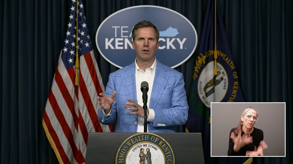 Kentucky Gov. Andy Beshear gave updates on the state of the Commonwealth including mass layoffs at the University of Kentucky on Thursday, May 7, 2026.