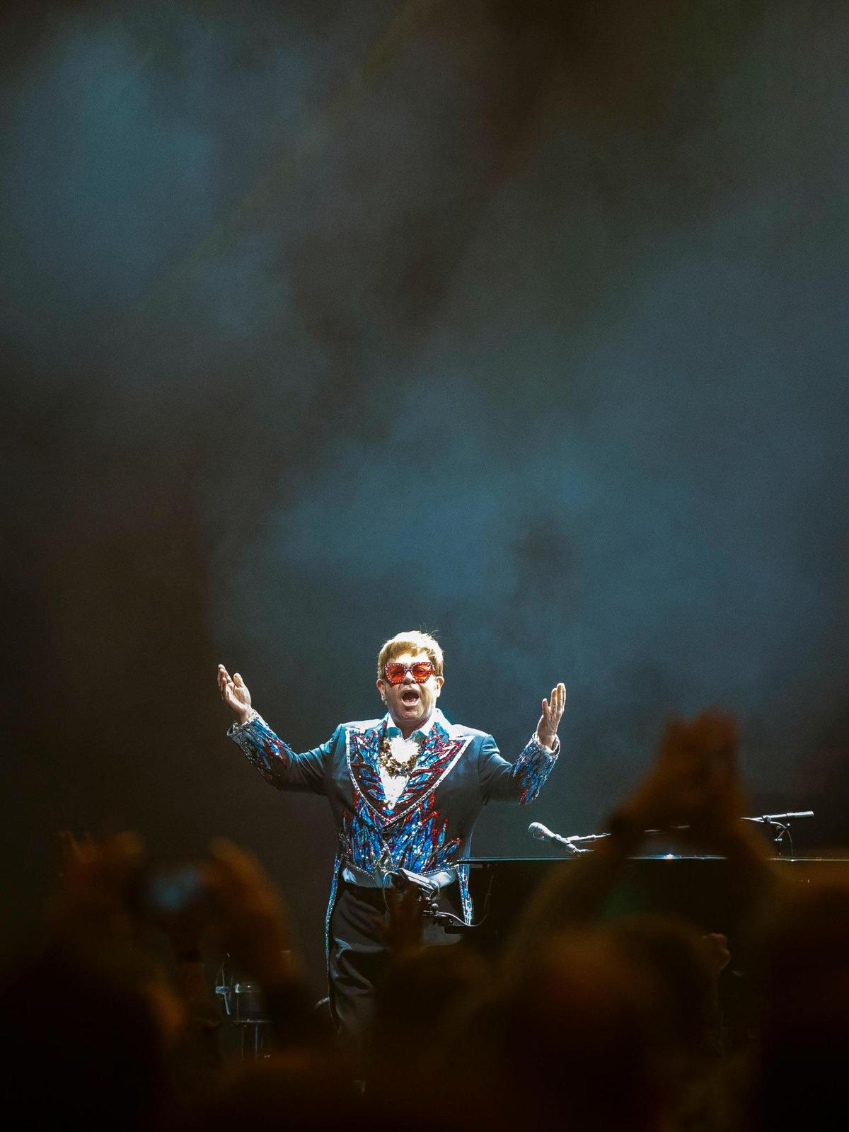 Legendary singer Elton John performs at Rupp Arena in Lexington, Ky., on Saturday, April 9, 2022. The two-hour, twenty-minute show concluded with “Goodbye Yellow Brick Road” for the 16,000 in attendance.