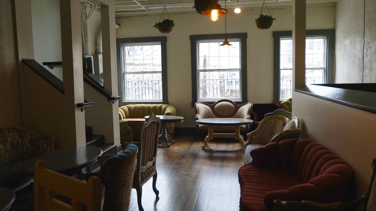 Second floor seating of the Roulay Cajun and Creole restaurant and bar on Short Street.