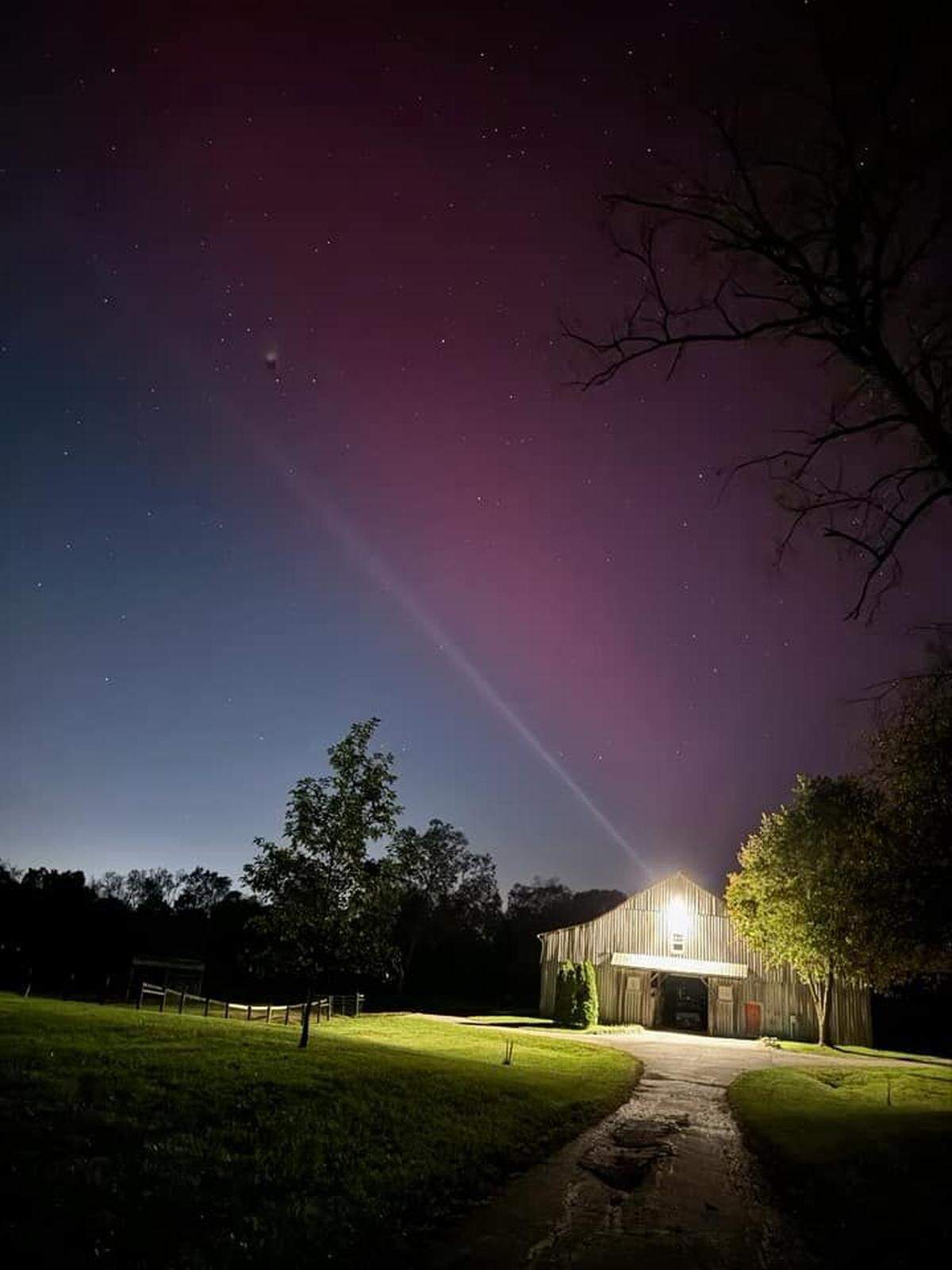 The northern lights from Evening Shade Farm in Cynthiana Oct. 10, 2024.
