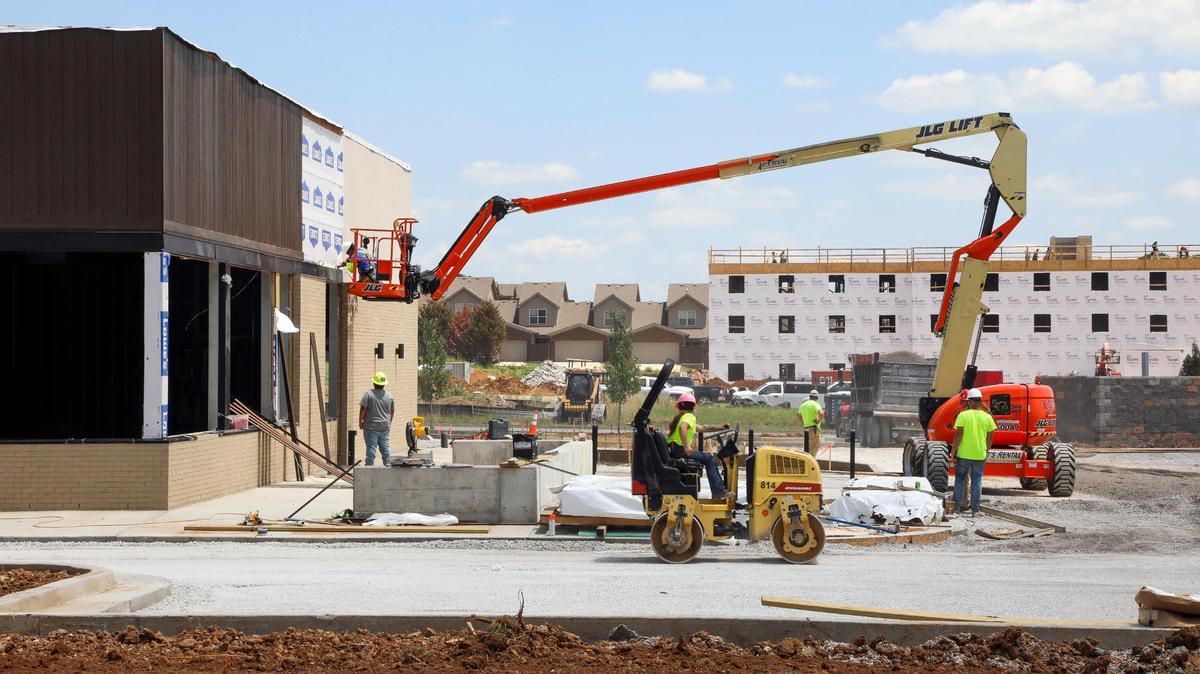 A new Starbucks location under construction at 1433 Newtown Center Way just off Newtown Pike in Lexington, Ky. on Wednesday, July 12, 2023. The new coffee chain location is part of a a new development called Newtown Springs which includes a new hotel, also currently under construction shown in the background, and eventually other retail and restaurants.