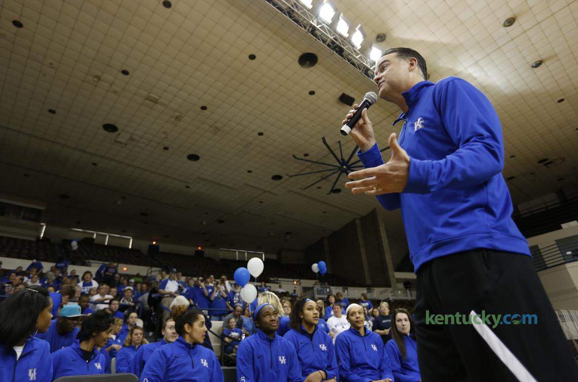 Kentucky Coach Matthew Mitchell welcomed the crowd to the women's basketball NCAA Tournament Selection Show in Memorial Coliseum in 2015. Among the potential projects is replacing the ceiling tiles.