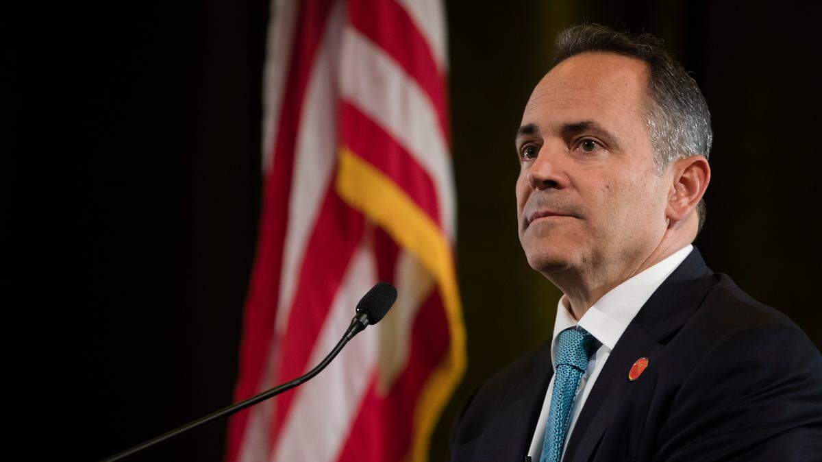 Republican Matt Bevin looks on during the final Kentucky gubernatorial debate between incumbent Republican Matt Bevin and Democratic candidate Andy Beshear on Tuesday, Oct. 29, 2019 at Northern Kentucky University in Highland Heights, Ky.