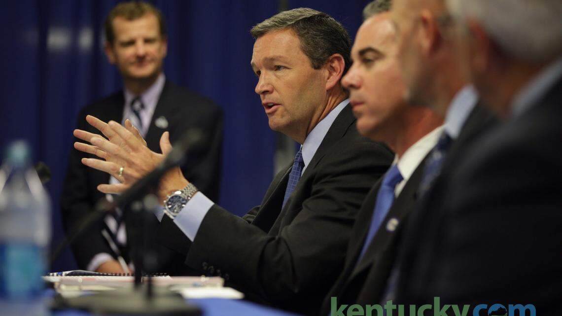 University of Kentucky Athletics Director Mitch Barnhart discussed a 15-year, $210 million deal with JMI Sports during a news conference Monday afternoon.