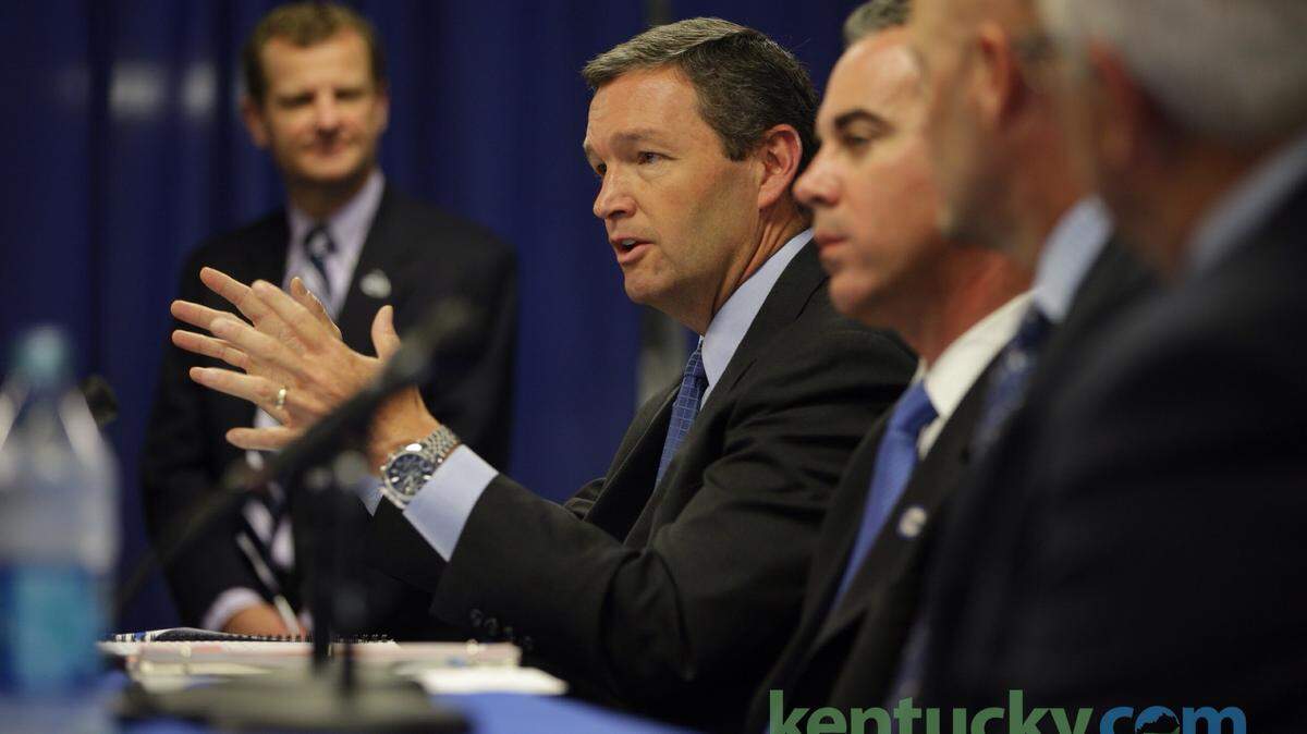 University of Kentucky Athletics Director Mitch Barnhart discussed a 15-year, $210 million deal with JMI Sports during a news conference Monday afternoon.