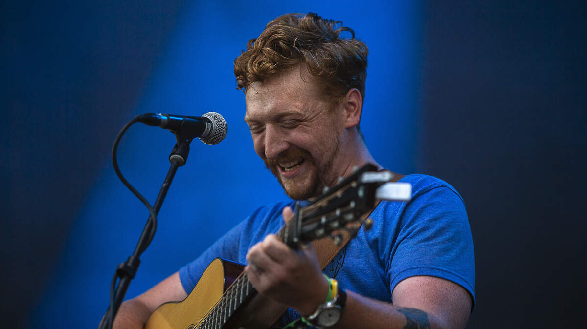 Tyler Childers performs during the Forecastle Festival in Louisville, Ky., Sunday, July 14, 2019.