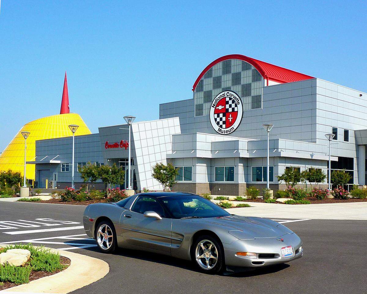 The National Corvette Museum showcases America’s classic sports car, manufactured in Bowling Green.