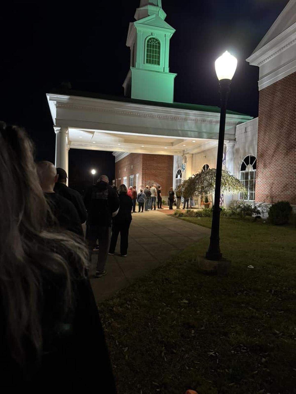 A line formed before the polls opened for general election voting at Central Baptist Church off Nicholasville Road on Wilson Downing Road near Fayette Mall on Nov. 5, 2024. Four precincts are voting at this location this year.