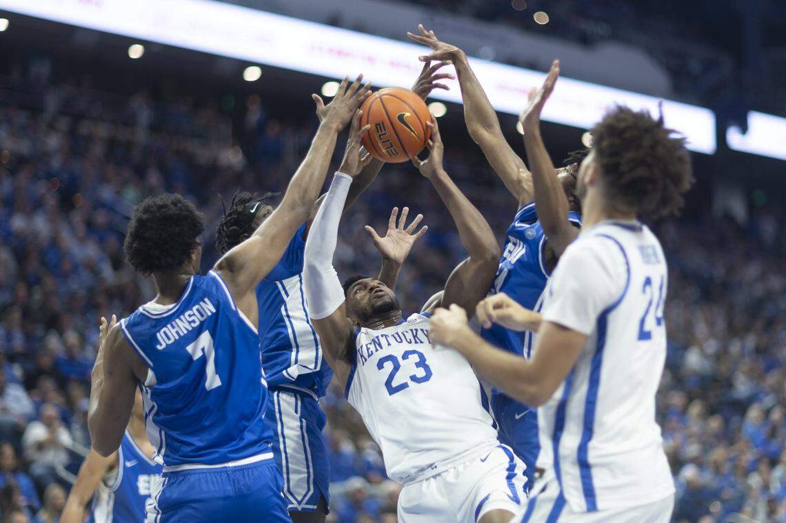 Kentucky forward Mouhamed Dioubate shoots the ball against Eastern Illinois at Rupp Arena on Friday.