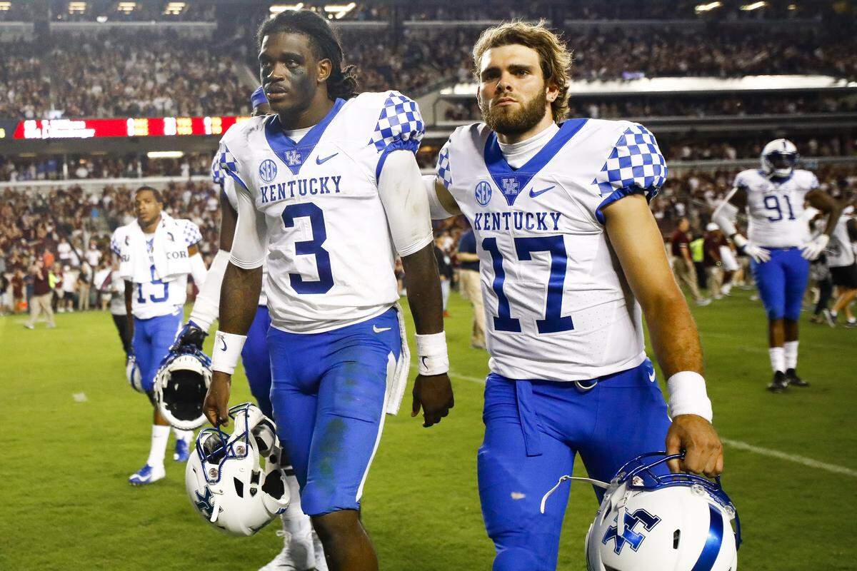 Walker Wood (17) could be the immediate backup to UK quarterback Terry Wilson (3) if Gunnar Hoak doesn't remain at UK following his graduation next month.