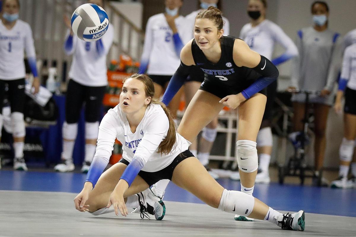 Kentucky libero Eleanor Beavin (6) digs a ball during a match against Northern Iowa last week. Kentucky will visit No. 2 Wisconsin on Friday night.