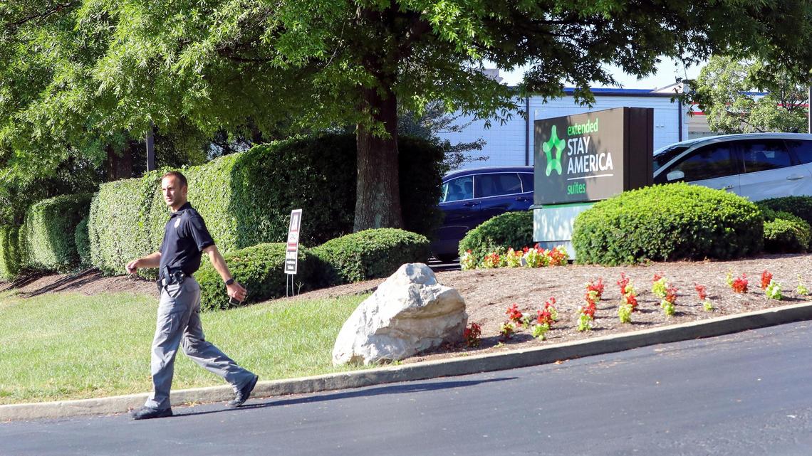 An officer leaves the Extended Stay America on Tates Creek Road Sept. 9, 2022 where the night before Lexington police shot and killed a suspect who allegedly shot an officer. The suspect who was shot was taken to a local hospital where they were pronounced dead, police said. The officer who was shot suffered non-life-threatening injuries.