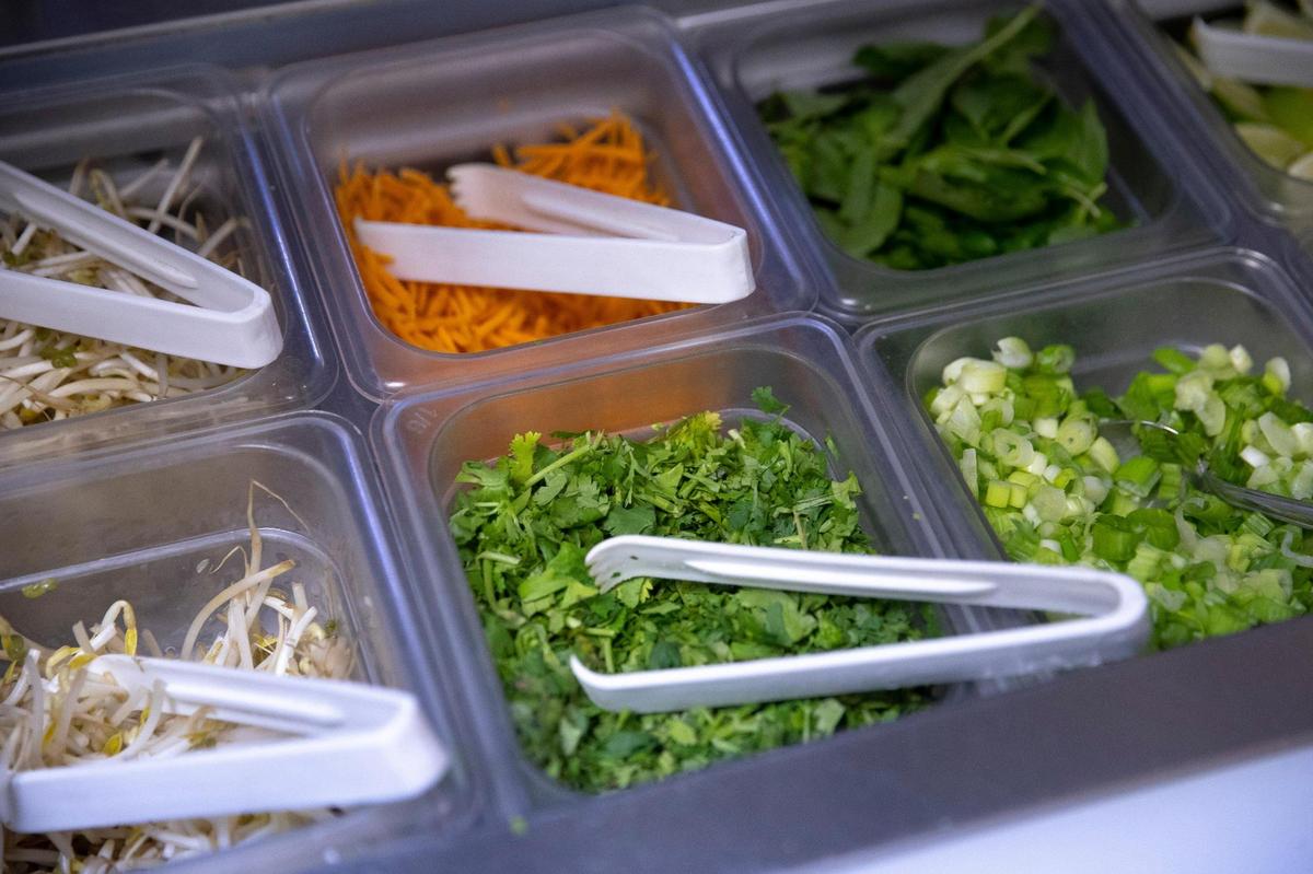 Noodle bowls can be customizable from many fresh options.