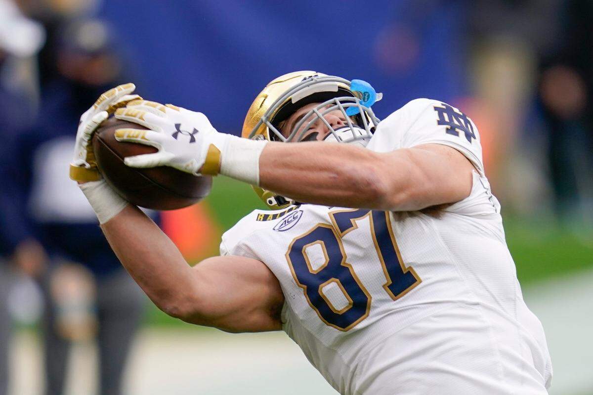 Notre Dame true freshman tight end Michael Mayer, the former Covington Catholic star, leads the Fighting Irish with 20 catches.