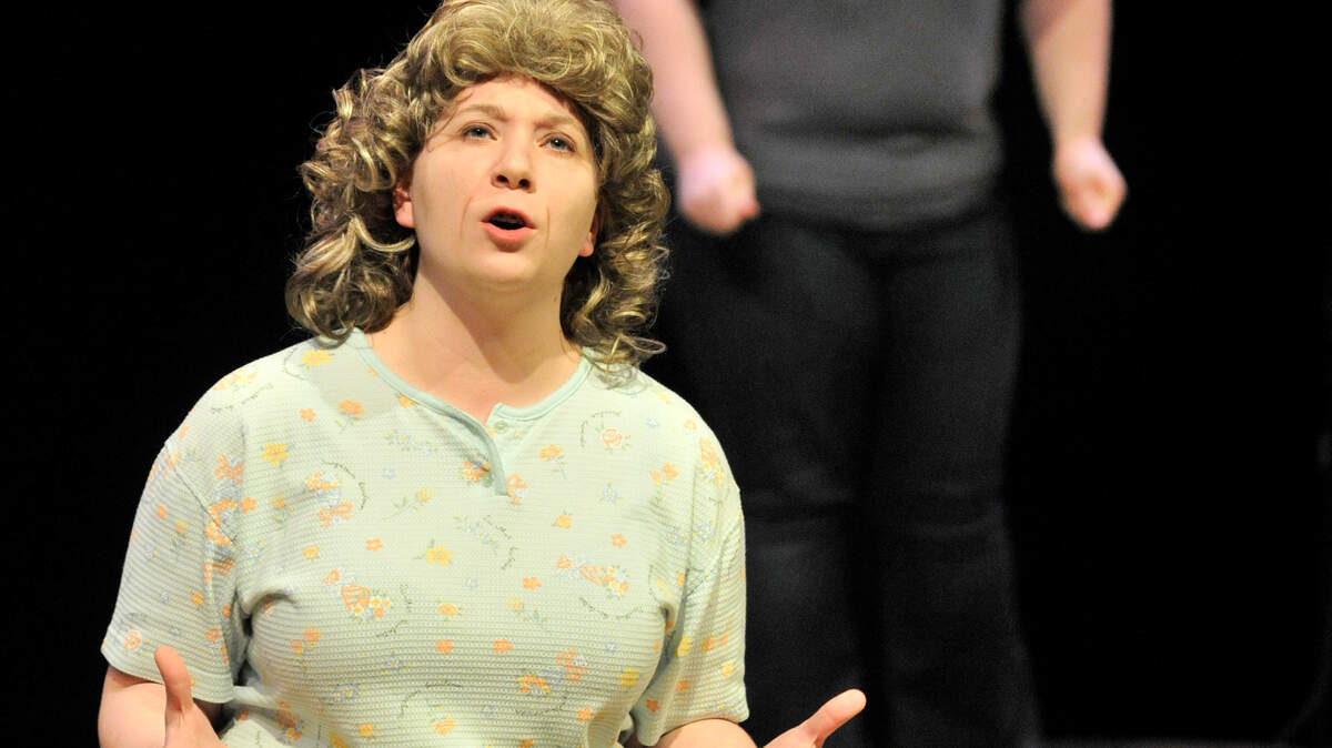 Brianna Perry (front) as Chatty and Megan Jones (back) as her daughter Willa, who is upset about how her friend Jesse is being treated by his mother.  Berea College Theatre presents the world premiere production of "This is My Heart for You," a play by author Silas House, National Endowment for the Humanities Chair in Appalachian Studies at Berea, Feb. 22-26 at the Jelkyl Drama Center on the Berea campus. Photo by Rich Copley| Lexington Herald-Leader 