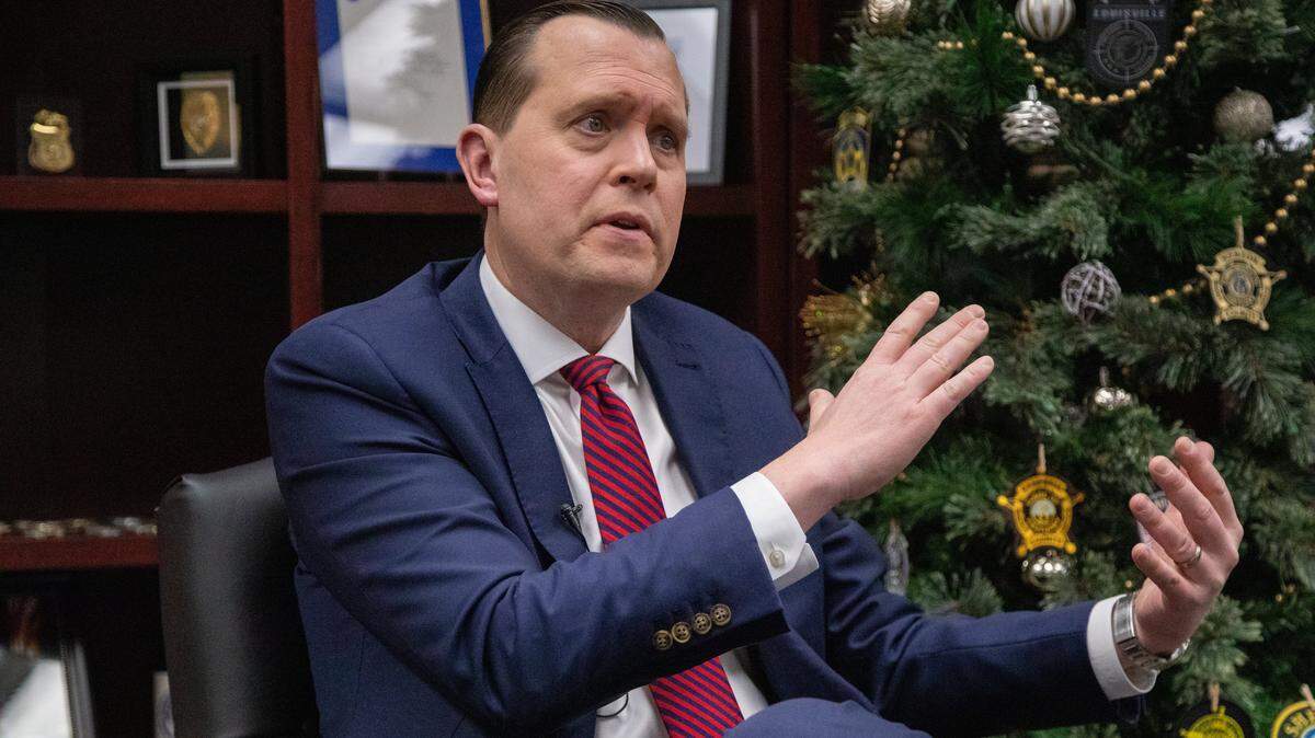 Attorney General Russell Coleman sits down to speak with Herald-Leader in his office in Frankfort. December 17, 2025.