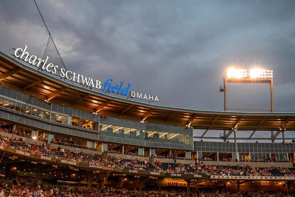 Jun 17, 2024; Omaha, NE, USA;  General view of the stadium during the game between the Kentucky Wildcats and the Texas A&M Aggies at Charles Schwab Field Omaha. Mandatory Credit: Steven Branscombe-USA TODAY Sports