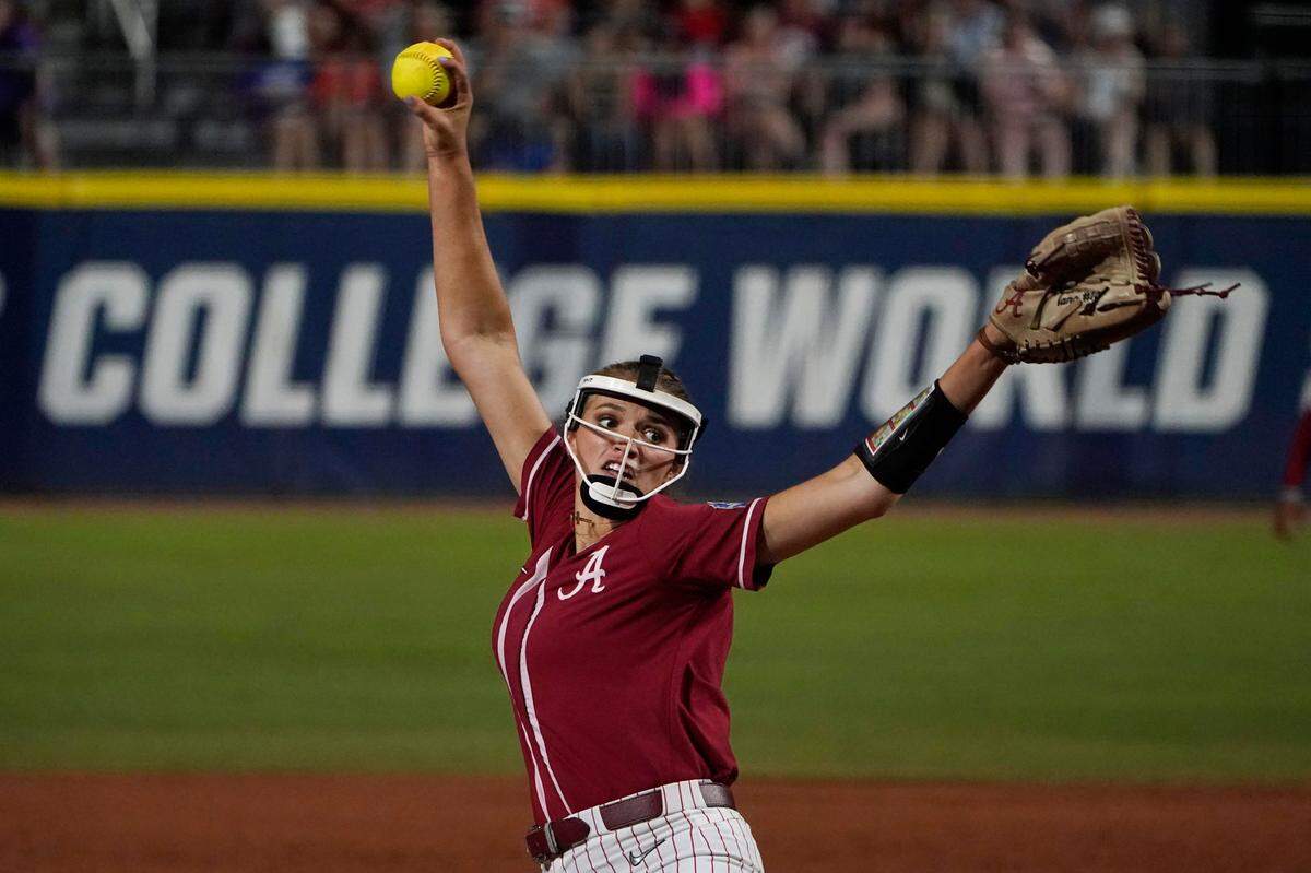 Alabama’s Montana Fouts, Kentucky’s 2018 Miss Softball from East Carter High School, struck out 14 UCLA batters in Friday’s win after putting up 16 K’s against Arizona the day before.