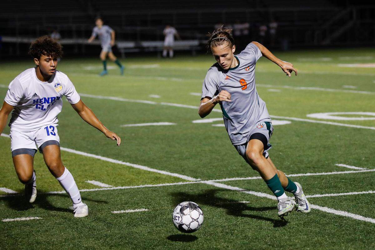 Frederick Douglass senior Josh Carr (9) provided the Broncos’ first goal of the night Tuesday.
