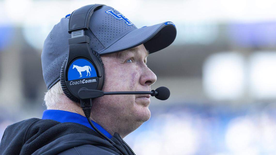 Mark Stoops coaches his Kentucky Wildcats during Saturday’s game against Tennessee Tech at Kroger Field.