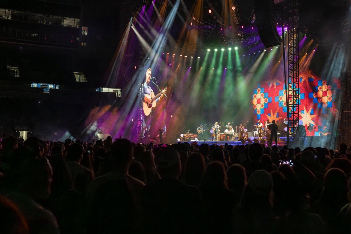 Tyler Childers performs at Kroger Field in Lexington, Ky., during his “On the Road” tour on Saturday, April 19, 2025.