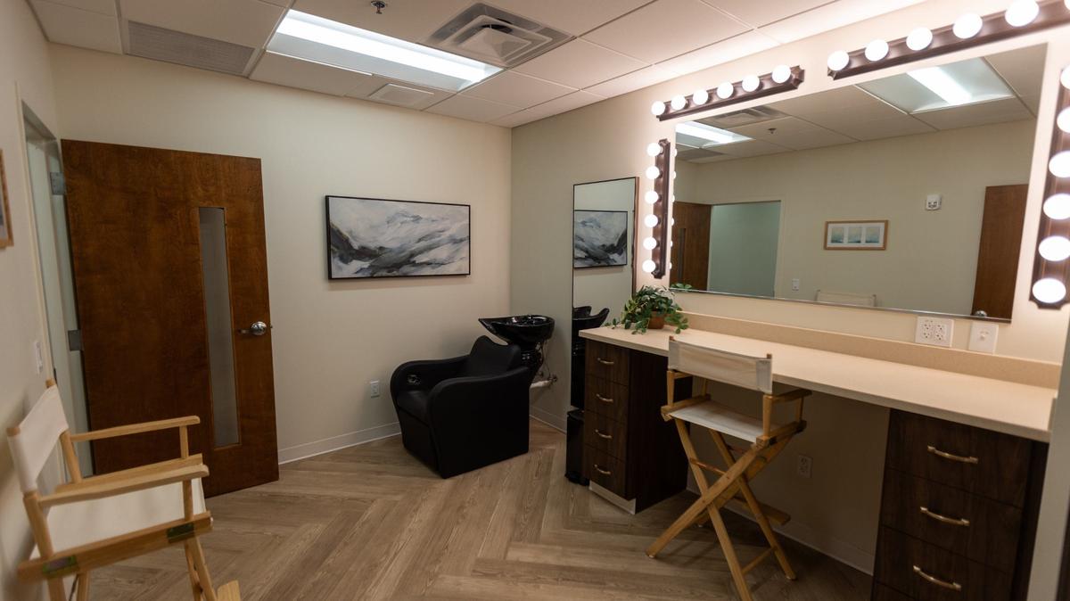 A green room dressing space within LEX Studios on Codell Drive, July 15, 2024.