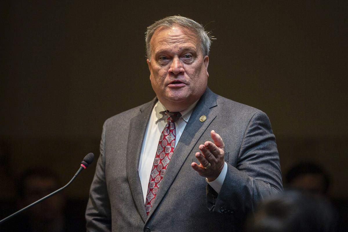 Kentucky Senate President Robert Stivers, R-Manchester, on the first day of the 2020 legislative session at the state Capitol in Frankfort, Ky., Tuesday, Jan. 7, 2020.