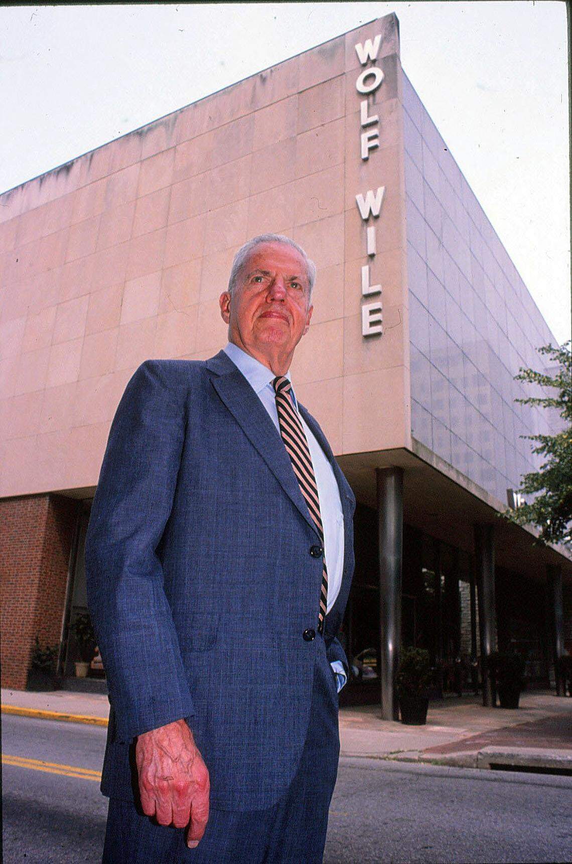 Joseph S. Wile Sr., 86, president of the 103-year-old Wolf Wile Co., April 1992. The store, founded in 1889 by cousins of Wile’s father, Dolph, was downtown Lexington’s last department store. Wile, who has worked for Wolf Wile’s since 1927, said the closing was forced by declining sales, the lack of a successor willing to take over the business and the lack of a buyer for the store, which has been at 244 East Main Street since 1950. Wolf Wile’s had been the only department store downtown since 1980, when Ben Snyder closed the store it had operated on East Main Street since 1935. Earlier downtown closings included Purcell’s in 1970, Stewart’s in 1979, Hymson’s in 1981, Embry’s in 1981 and Woolworth’s in 1990. Wile attributed the survival of Wolf Wile’s to conservative management and low overhead - the company owned its East Main Street building. Today it is the offices for Gray Construction. Photo by Tim Sharp | staff