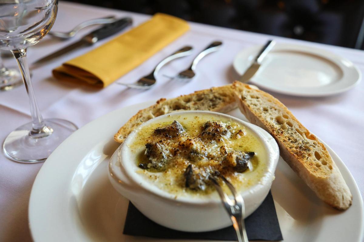 Escargot, the quintessential French dish, is on the menu at La Folie at 111 Woodland Ave., off of Main Street in The Woodlands in Lexington. The restaurant opened in July with limited seating and is now open for dinner Tuesday through Sunday and for brunch on Sunday.