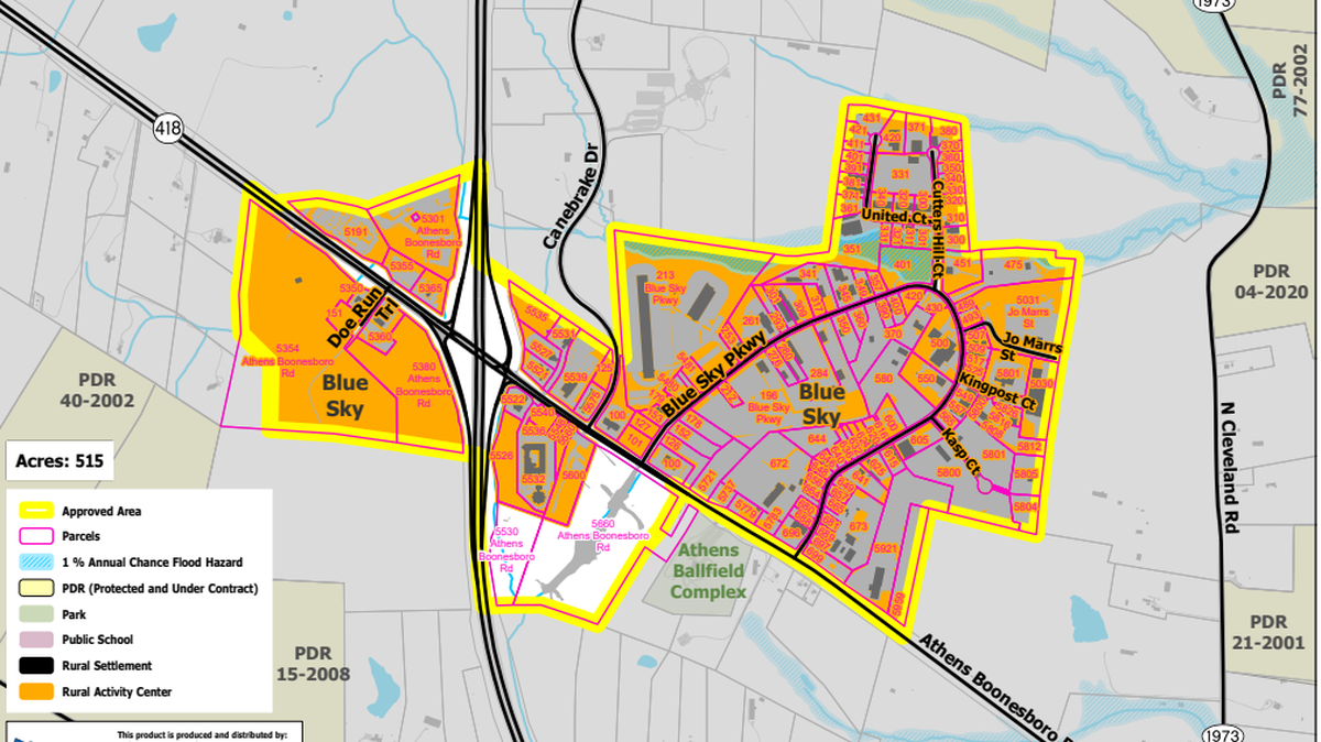 The Urban County Planning Commission voted to include more than 500 acres in the Blue Sky Rural Activity Center, the area around Athens Boonesboro Road and I-75, in a new 2,800 acre expansion area.
