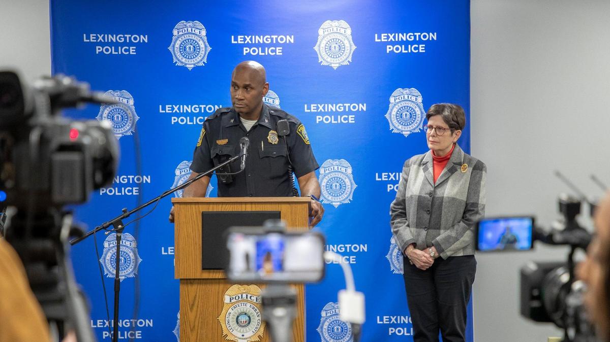 Lexington Police Chief Lawrence Weathers talks about the city’s one-year pilot study using cameras that automatically read license plates in areas experiencing high crime during a press conference in April.