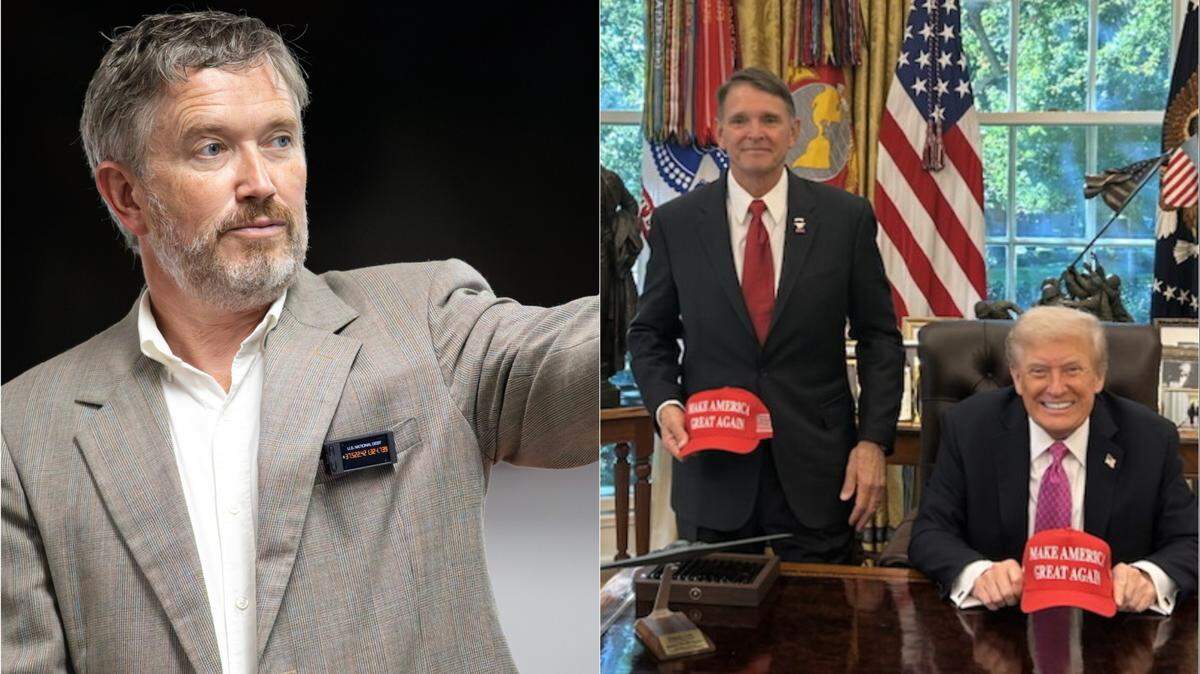 Rep. Thomas Massie, GOP primary challenger Ed Gallrein and President Donald Trump