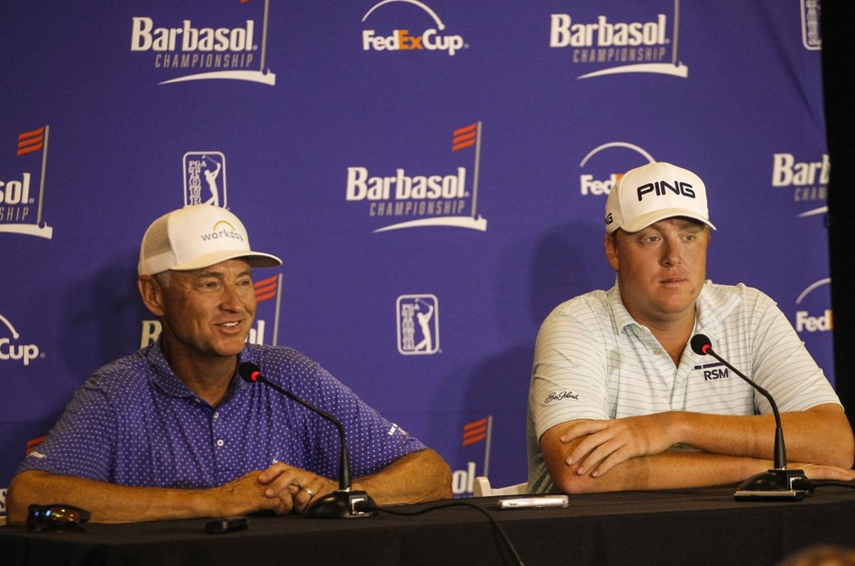 Davis Love III and his son David Love IV spoke to the media during a press conference Wednesday for the PGA Tour Barbasol Championship at Keene Trace Golf Club outside Nicholasville.