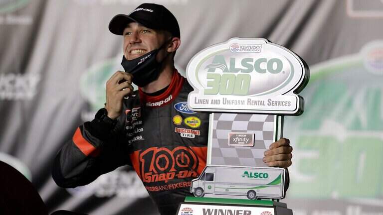 Is this NASCAR driver coasting in Kansas? Hardly. He wants to defend his Xfinity title
