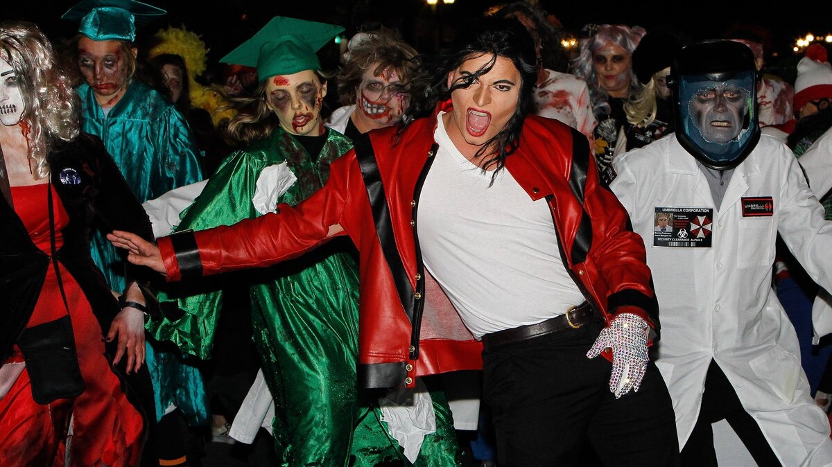 Enthusiastic zombies and Michael Jackson redo the “Thriller” video Sunday night in downtown Lexington. The lead actors had to audition and everyone had to practice a couple of times as a group, according to the city.
