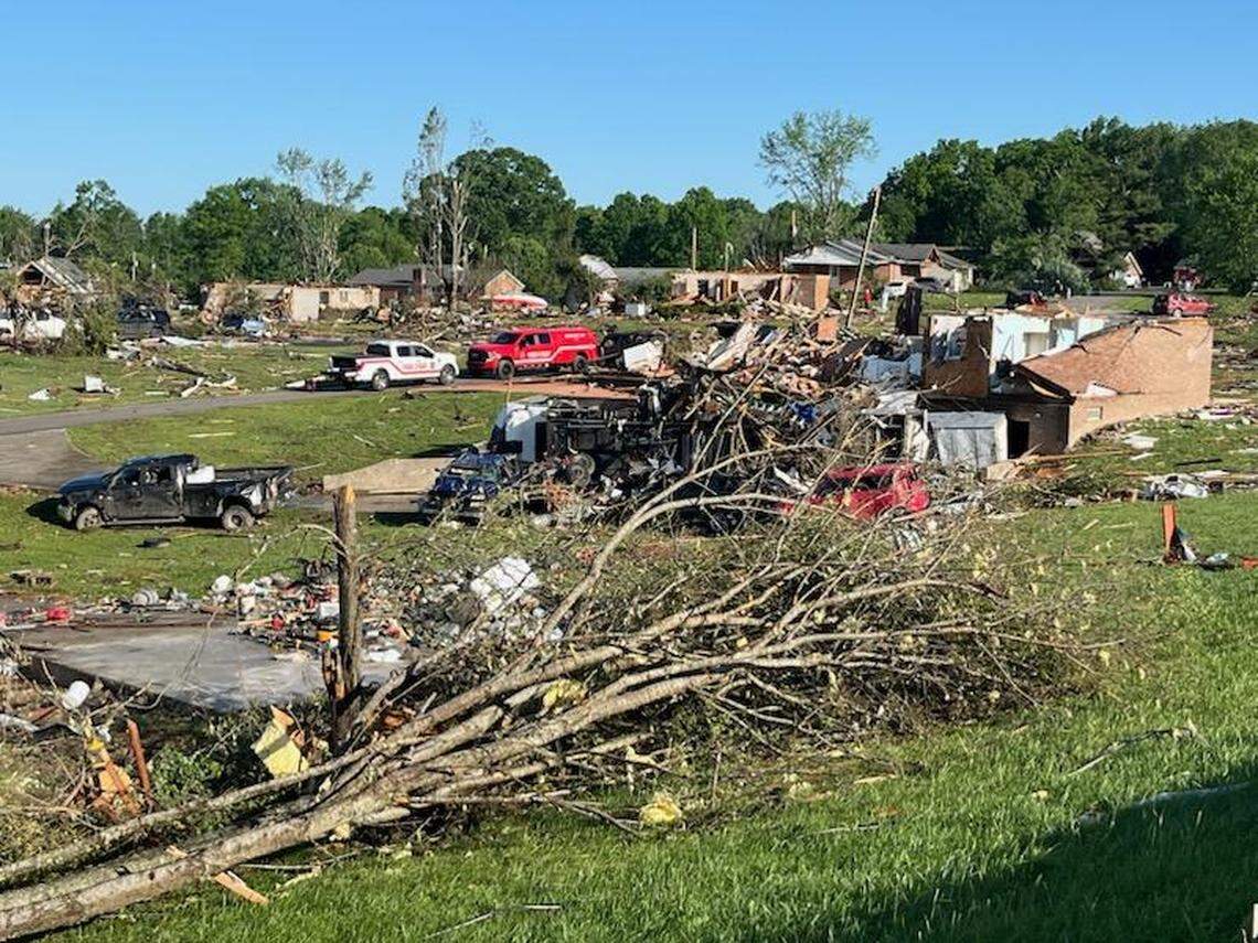 The Sunshine Hills neighborhood of Laurel County had significant damage from overnight storms and a potential tornado overnight May 17, 2025.