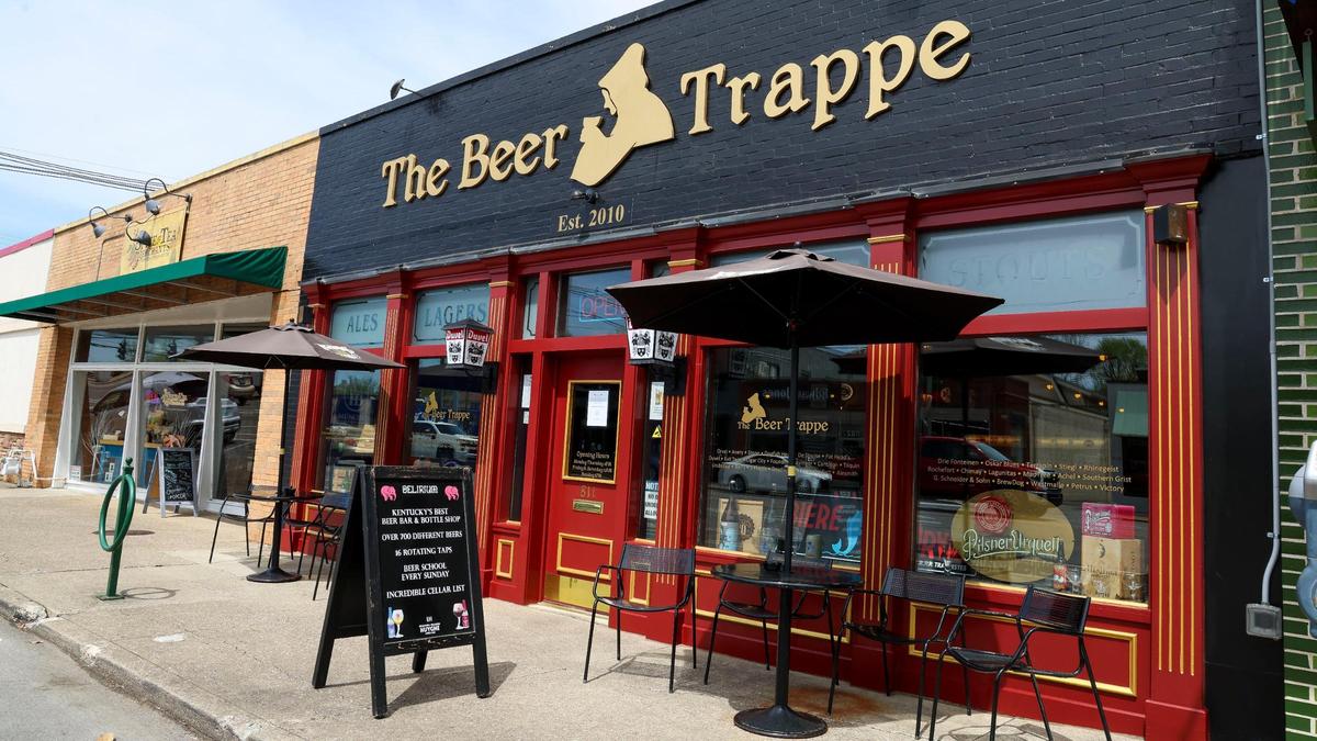 The Beer Trappe is located at 811 Euclid Ave. in the Chevy Chase neighborhood next door to the Bear & Butcher restaurant. Owner Brett Beh says the exterior of the bar was inspired by London bar while the decor inside was inspired by a collection of different bars in Europe, mostly Belgium. Photographed Tuesday, April 22, 2025 in Lexington, Ky.