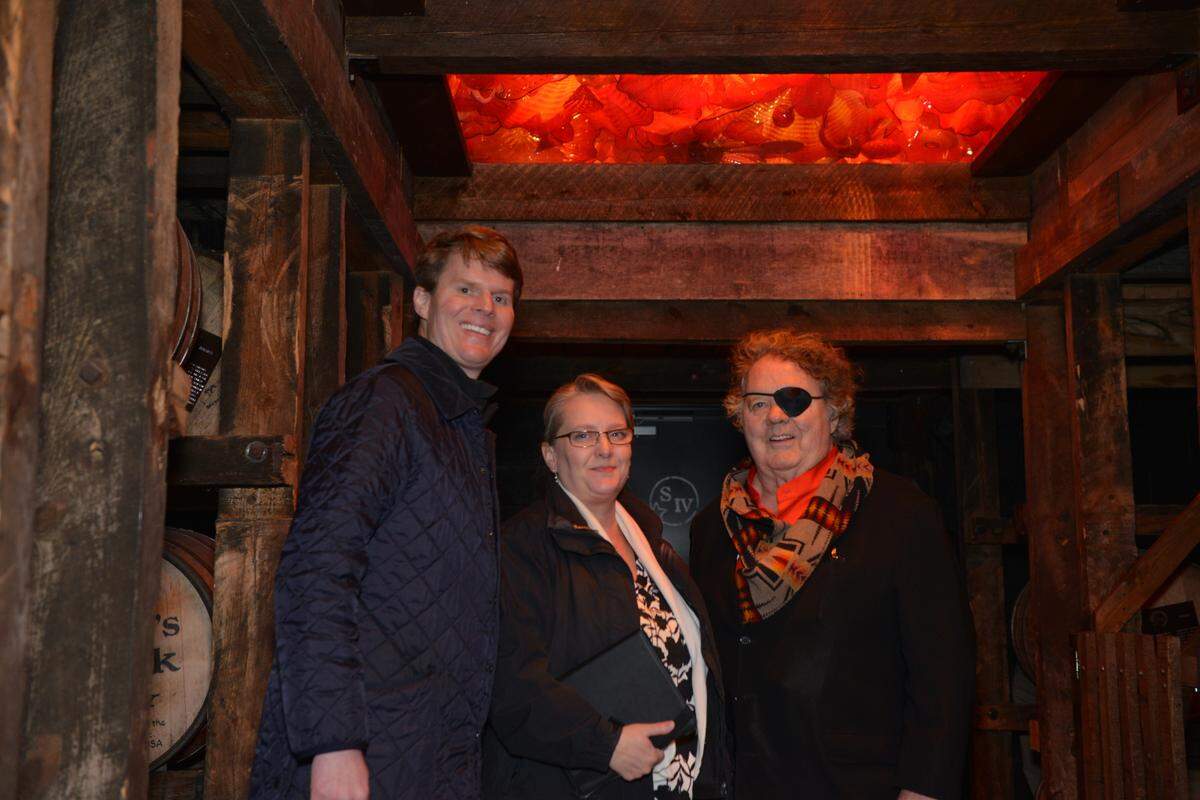 When Maker’s Mark installed a Chihuly stained glass ceiling in a barrel warehouse at the bourbon distillery, I got to meet artist Dale Chihuly and distiller Rob Samuels.