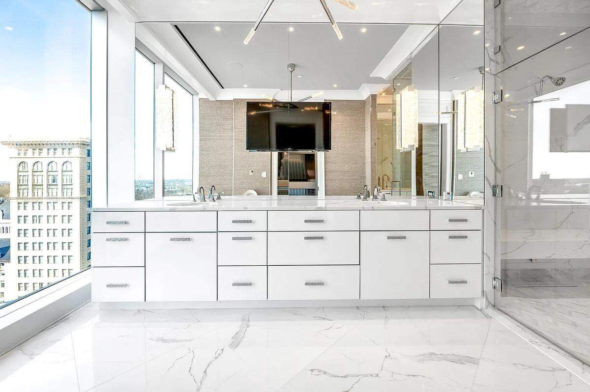 This nearly 6,000 square foot condominium in downtown Lexington’s City Center has marble flooring all throughout and other high-end features. It’s currently for sale for $5 million. Note: Photos used with permission of seller’s representative.