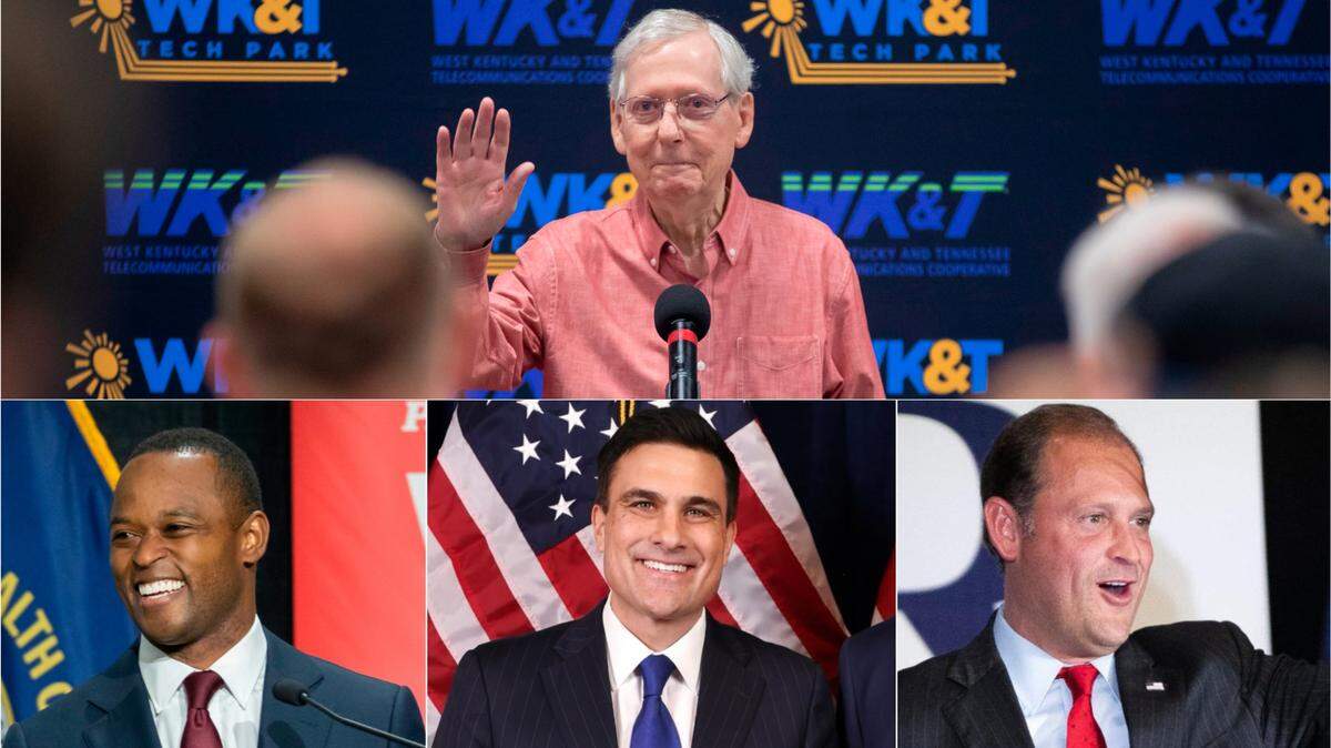 Three prominent Republicans (bottom row) former AG Daniel Cameron, Lexington tech entrepreneur Nate Morris and Rep. Andy Barr are vying to replace U.S. Sen. Mitch McConnell.