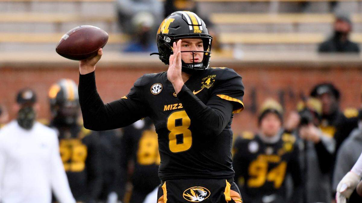 Missouri quarterback Connor Bazelak throws during the first half against Georgia on Saturday, Dec. 12, 2020, in Columbia, Mo.