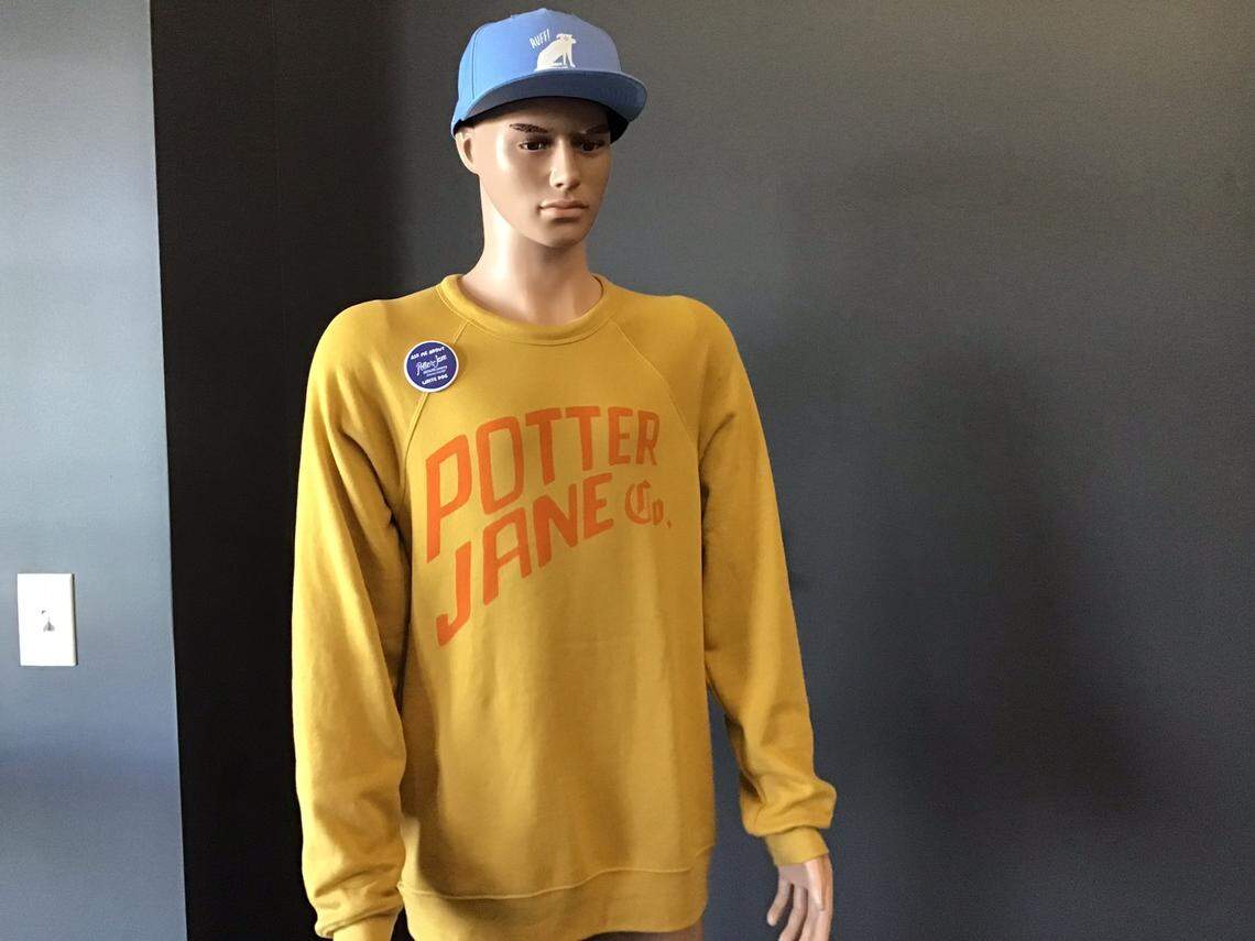 In the room currently serving as a visitors’ space, a pants-less mannequin displays Potter Jane merchandise. The distillery is decidedly unpretentious by design, according to founders Jane Bowie and Denny Potter.