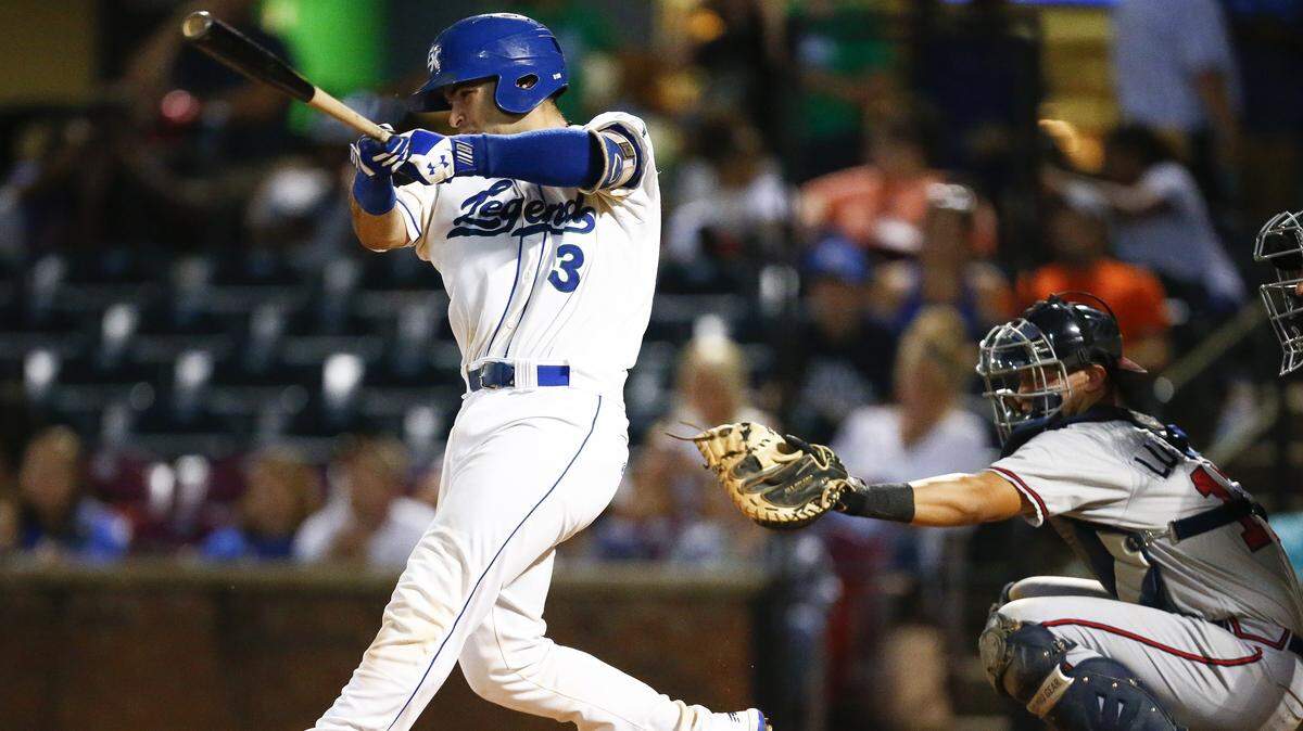 Lexington Legends catcher Sebastian Rivero (3) connected with the ball during the first game of the South Atlantic League Southern Division championship series against the Rome Braves Wednesday at Whitaker Bank Ballpark in Lexington. On Friday, the Legends beat Rome 6-0 to sweep the two-game series.