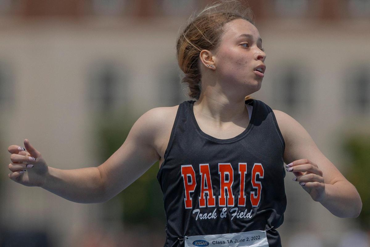 Taesha Speaks of Paris wins the 200-meter dash during the Class A state track and field championships on Thursday at UK. Speaks also won the 100.